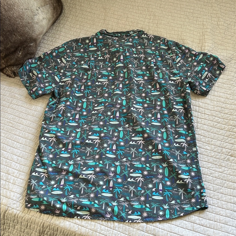 O’Neill modern gray surfer palm tree, organic cotton button down shirt XXL​ - Picture 7 of 9